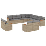 vidaXL 13-delige Loungeset met kussens poly rattan zwart