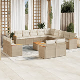 vidaXL 13-delige Loungeset met kussens poly rattan zwart