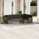 vidaXL 9-piece Loungeset with cushions poly rattan black