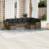 vidaXL 9-piece Loungeset with cushions poly rattan black