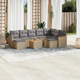 vidaXL 9-piece Loungeset with cushions poly rattan black