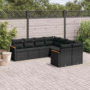 vidaXL 8-Piece Poly Rattan Lounge Set with Cushions Black
