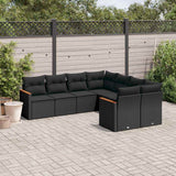 vidaXL 8-Piece Poly Rattan Lounge Set with Cushions Black