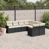 vidaXL 8-Piece Poly Rattan Lounge Set with Cushions Black