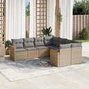 vidaXL 8-Piece Poly Rattan Lounge Set with Cushions Black