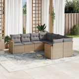 vidaXL 8-Piece Poly Rattan Lounge Set with Cushions Black