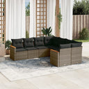 vidaXL 8-Piece Poly Rattan Lounge Set with Cushions Black