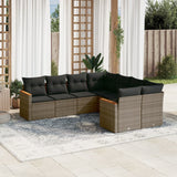 vidaXL 8-Piece Poly Rattan Lounge Set with Cushions Black