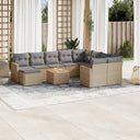 vidaXL 11-delige Loungeset met kussens poly rattan zwart