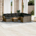 vidaXL 11-delige Loungeset met kussens poly rattan zwart