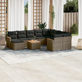 vidaXL 11-delige Loungeset met kussens poly rattan zwart