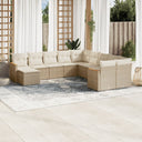 vidaXL 11-Piece Lounge Set with Cushions Poly Rattan Black