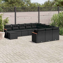 vidaXL 12-piece Lounge Set with Cushions Poly Rattan Black