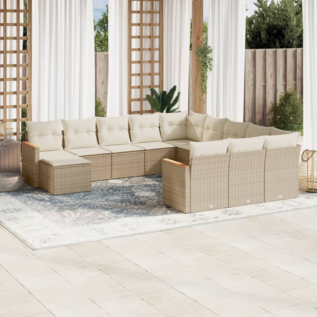 vidaXL 12-piece Lounge Set with Cushions Poly Rattan Black