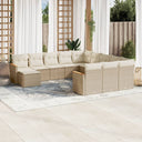 vidaXL 12-piece Lounge Set with Cushions Poly Rattan Black