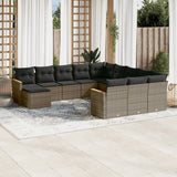 vidaXL 12-piece Lounge Set with Cushions Poly Rattan Black