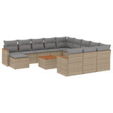vidaXL 12-piece Lounge Set with Cushions Poly Rattan Black