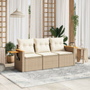 vidaXL 3-delige Loungeset met kussens poly rattan zwart