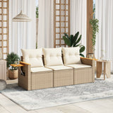 vidaXL 3-delige Loungeset met kussens poly rattan zwart