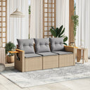 vidaXL 3-delige Loungeset met kussens poly rattan zwart