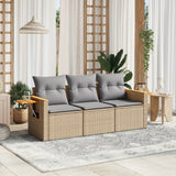 vidaXL 3-delige Loungeset met kussens poly rattan zwart