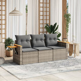vidaXL 3-delige Loungeset met kussens poly rattan zwart