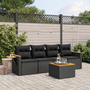 vidaXL 5-piece Lounge Set with Cushions Poly Rattan Black