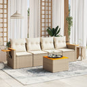 vidaXL 5-piece Lounge Set with Cushions Poly Rattan Black