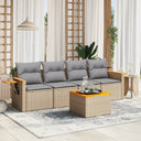 vidaXL 5-piece Lounge Set with Cushions Poly Rattan Black