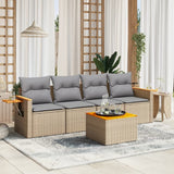 vidaXL 5-piece Lounge Set with Cushions Poly Rattan Black