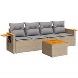 vidaXL 5-piece Lounge Set with Cushions Poly Rattan Black