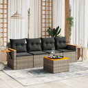 vidaXL 5-piece Lounge Set with Cushions Poly Rattan Black