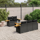 vidaXL 6-Piece Lounge Set with Cushions Poly Rattan Black