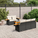 vidaXL 6-Piece Lounge Set with Cushions Poly Rattan Black