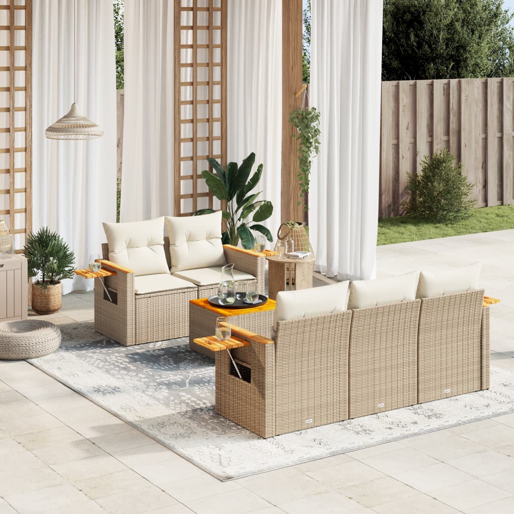 vidaXL 6-Piece Lounge Set with Cushions Poly Rattan Black