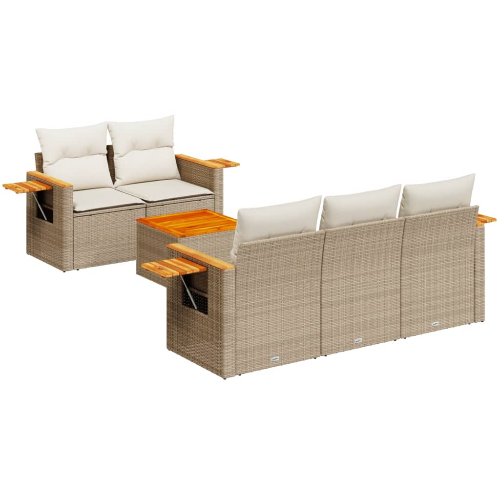 vidaXL 6-Piece Lounge Set with Cushions Poly Rattan Black