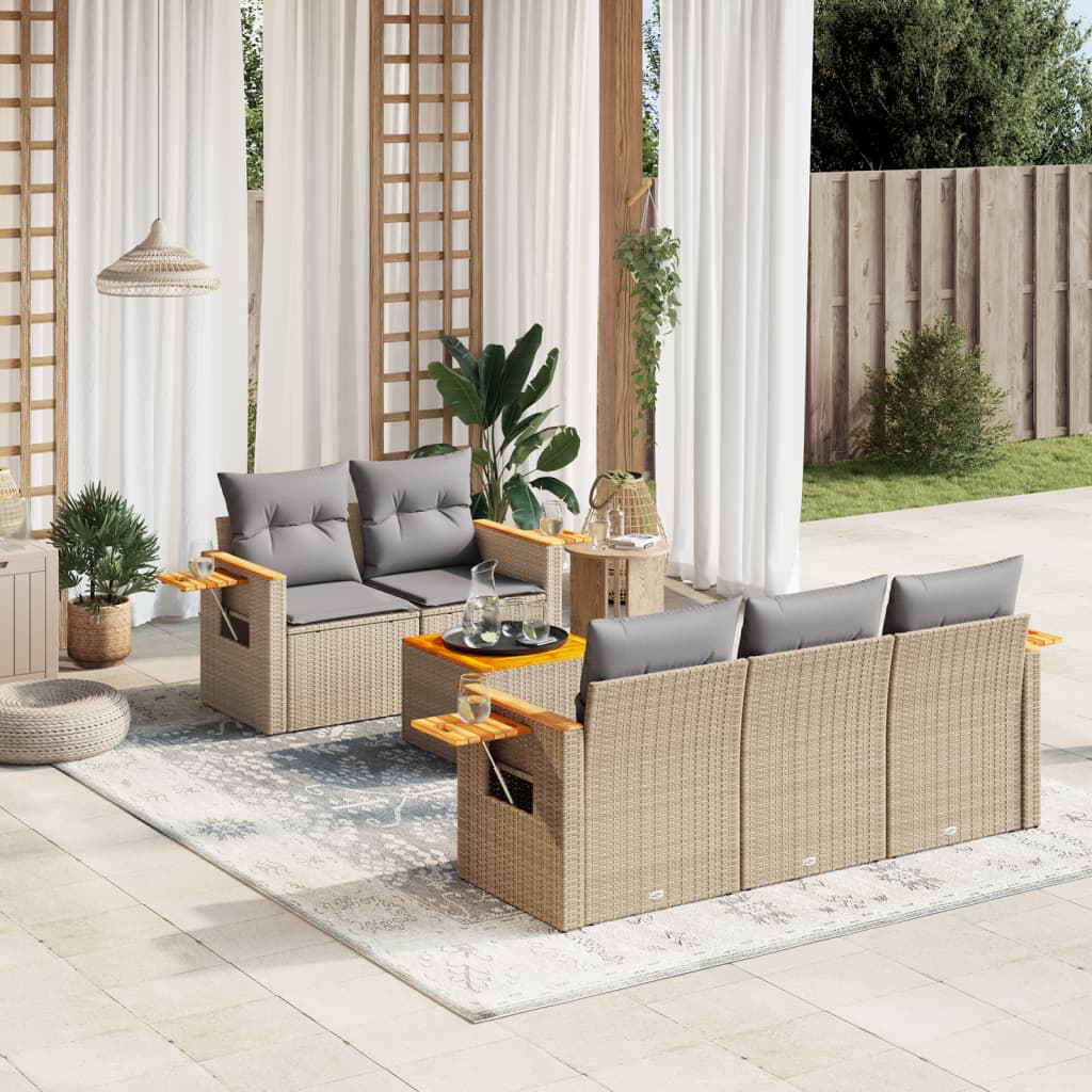 vidaXL 6-Piece Lounge Set with Cushions Poly Rattan Black