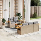 vidaXL 6-Piece Lounge Set with Cushions Poly Rattan Black