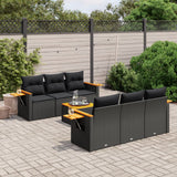 vidaXL 7-Piece Lounge Set with Cushions Poly Rattan Black