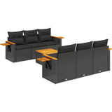 vidaXL 7-Piece Lounge Set with Cushions Poly Rattan Black