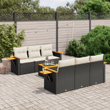 vidaXL 7-Piece Lounge Set with Cushions Poly Rattan Black