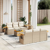 vidaXL 7-Piece Lounge Set with Cushions Poly Rattan Black