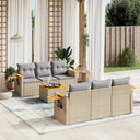 vidaXL 7-Piece Lounge Set with Cushions Poly Rattan Black