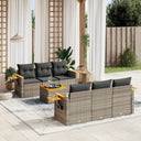 vidaXL 7-Piece Lounge Set with Cushions Poly Rattan Black