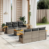 vidaXL 7-Piece Lounge Set with Cushions Poly Rattan Black