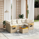 vidaXL 7-delige Loungeset met kussens poly rattan zwart