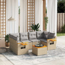 vidaXL 7-delige Loungeset met kussens poly rattan zwart