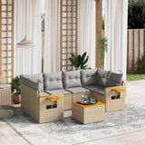 vidaXL 7-delige Loungeset met kussens poly rattan zwart