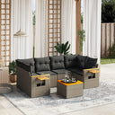 vidaXL 7-delige Loungeset met kussens poly rattan zwart