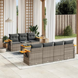 vidaXL 8-delige Loungeset met kussens poly rattan zwart